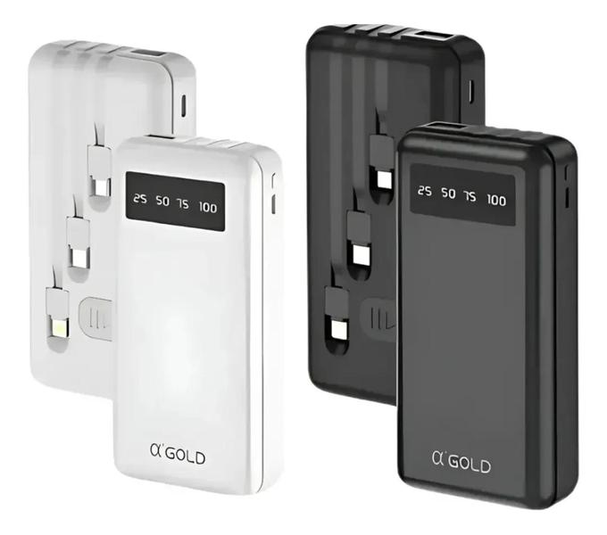 Carregador Portátil Power Bank Turbo 10000mah 22w Com Visor Branco