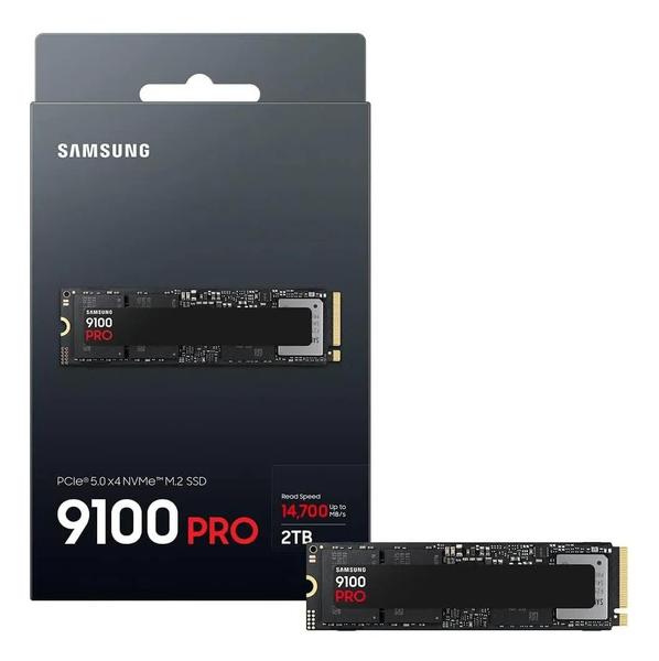 SSD M.2 2TB Samsung 9100 Pro PCIe Gen 5.0 x4 NVMe 2.0 Leitura 14800MBs Gravação 13400MBs MZVAP2T0B