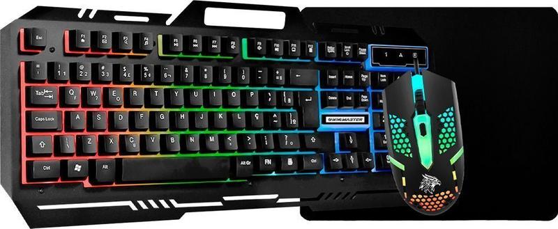 Kit Teclado Gamer K-Mex KMM712 LED RGB + Mouse Gamer M44J34 LED RGB Mouse Pad