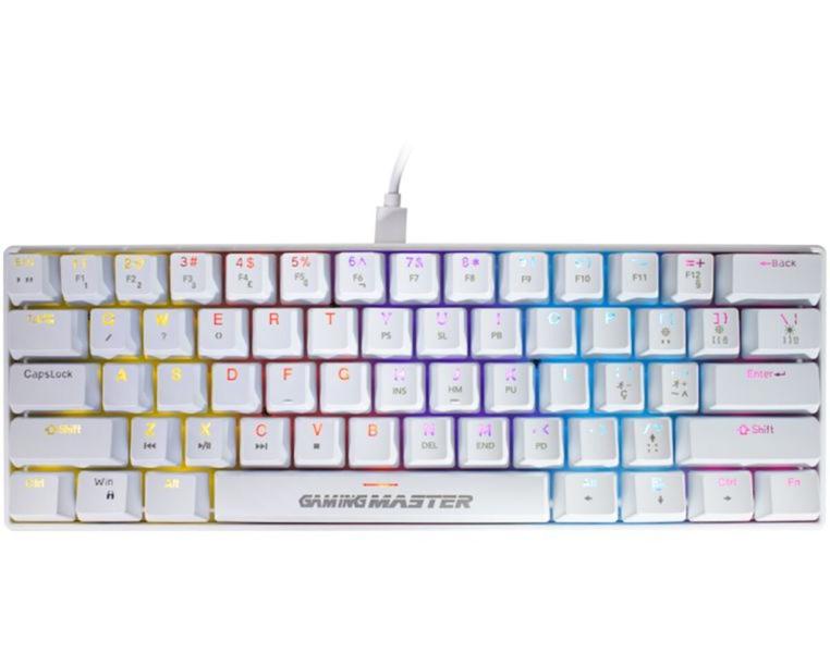 Teclado Gamer Mecânico K-mex KBW8 RGB Switch Azul 60% White