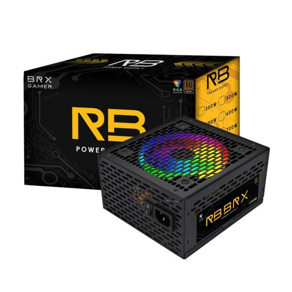 Fonte de alimentação atx550w brx80 automática rgb rainbow preto