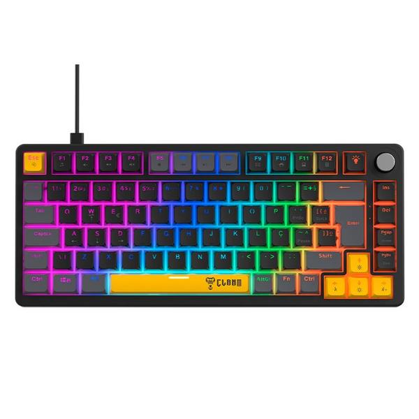 Teclado Gamer Mecânico CLANM Azimut RGB 75 Switch Red Knob