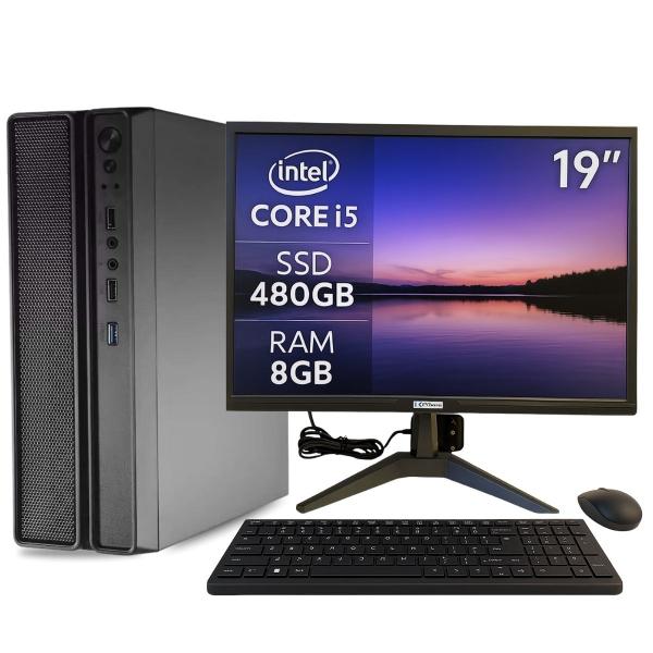 Mini Computador PC Slim Completo MultiPC I5 RAM 8GB SSD 480GB Win11 Pro C/ Monitor 19 e Teclado e Mouse