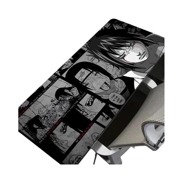 Mousepad Extendido Preto E Branco Naruto Sasuke Uchiha Anime Para PC Gamer E Acessórios De Teclado