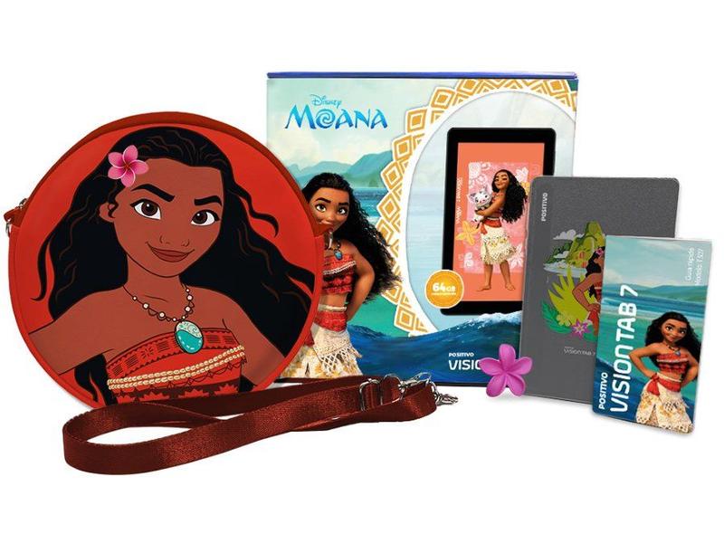 Tablet Positivo Vision TAB 7 Moana + Capa e Bolsa - Octa-Core 3GB RAM 64GB Android 14 Go Wi-Fi Tela 7” IPS Preto