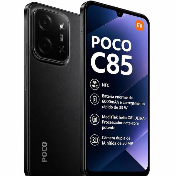 Xiaomi POCO C85 NFC 120Hz 256GB 8GB Ramboost Câmera 50MP Tela 6.88 OFERTA IMPERDIVEL