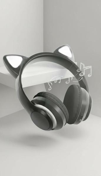 Fone de Ouvido Bluetooth c/ LED Orelha Gato