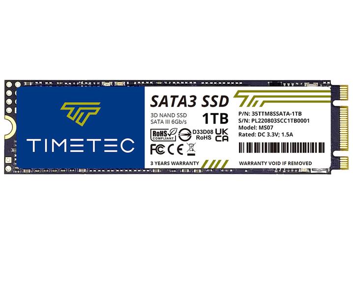 SSD Timetec 1 TB 3D NAND SATA III 6 Gb/s M.2 2280 NGFF SSD Timetec 1 TB 3D NAND SATA III 6 Gb/s M.2 2280 NGFF