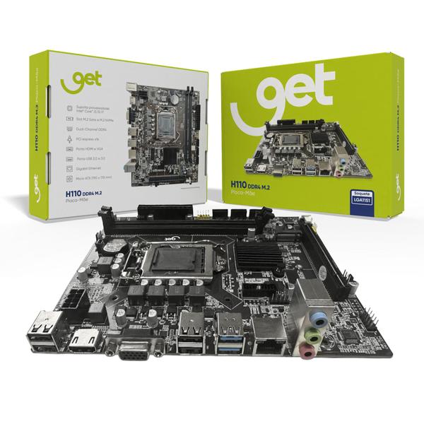 Placa-Mãe Get H110 DDR4 M.2 LGA1151 Intel SATA HDMI NVMe