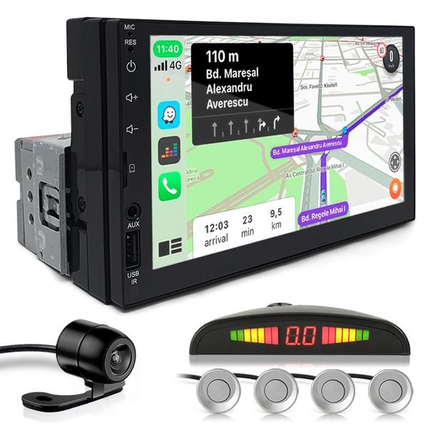 Kit Multimídia 1 Din 7 Polegadas + Câmera Ré + Sensor Ré Prata Citroen C3 2003 2004 2005 2006 2007 Carplay Kit Multimídia 1 Din 7 Polegadas + Câmera Ré + Sensor Ré Prata Citroen C3 2003 2004 2005 2006 2007 Carplay