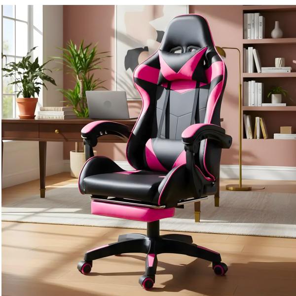 Cadeira Gamer Ergonômica Reclinável Giratória Confortável Com Apoio de Pe