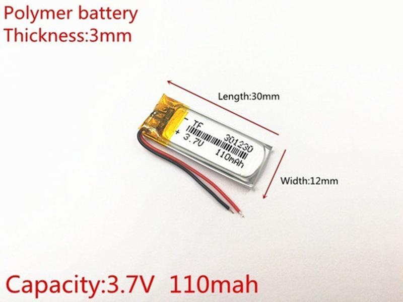 Bateria 3,7v 110 Mah 3mm X 12mm X 30mm C/2 Fios Bateria 3,7v 110 Mah 3mm X 12mm X 30mm C/2 Fios