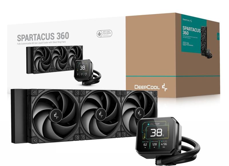 Water cooler 360mm deepcool spartacus 360, rgb, display lcd 3.4", black - r-spt360-bkdsmp-g-1 Water cooler 360mm deepcool spartacus 360, rgb, display lcd 3.4", black - r-spt360-bkdsmp-g-1