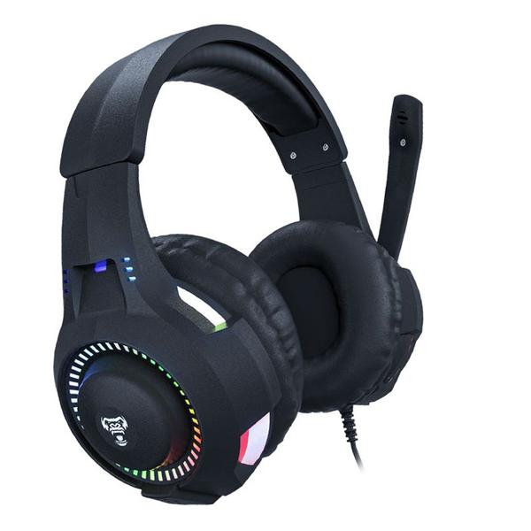 Headset Gamer CLANM Cyber LED Rainbow Drivers 40mm Microfone Preto