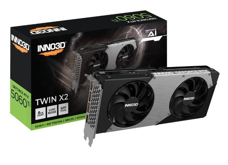 Placa de Video Gpu Inno3D Geforce Rtx 5060 Ti 8Gb 128Bits Gddr7 Twin X2 N506T2-08D7-193075N