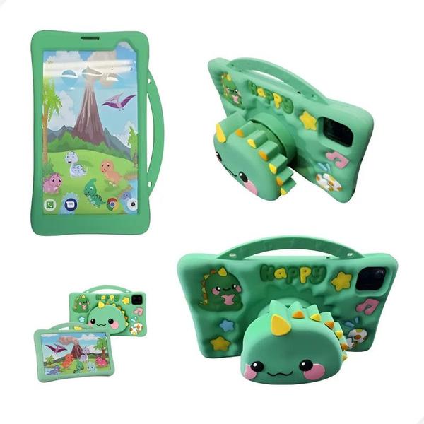 Tablet Infantil Dinossauro Android 13 Com Capa Silicone Antichoque