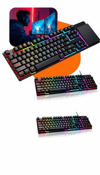 Teclado Gamer Semi Mecânico Iluminado Com Luz De Led Rgb Par