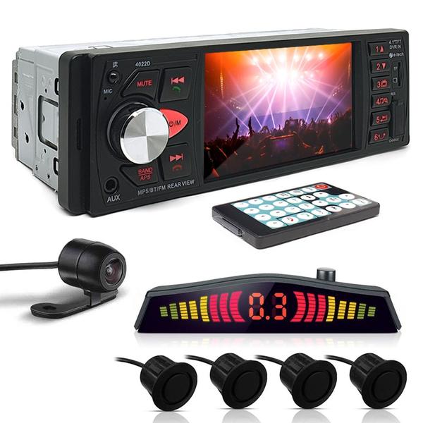 Kit Rádio C/ Tela + Câmera Ré + Sensor Ré Preto Fosco Emborrachado Crossfox 2010 2011 2012 2013 2014 2015 USB Bluetooth