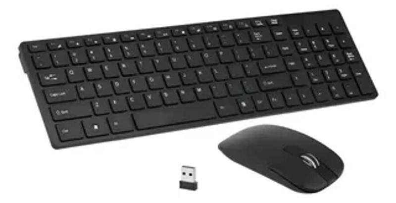 Kit Teclado E Mouse Sem Fio Preto Wireless Teclas Silenciosa