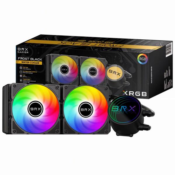 Water Cooler BRX Frost Black CAF105, RGB, 240mm, PWM, IntelAMD, Preto