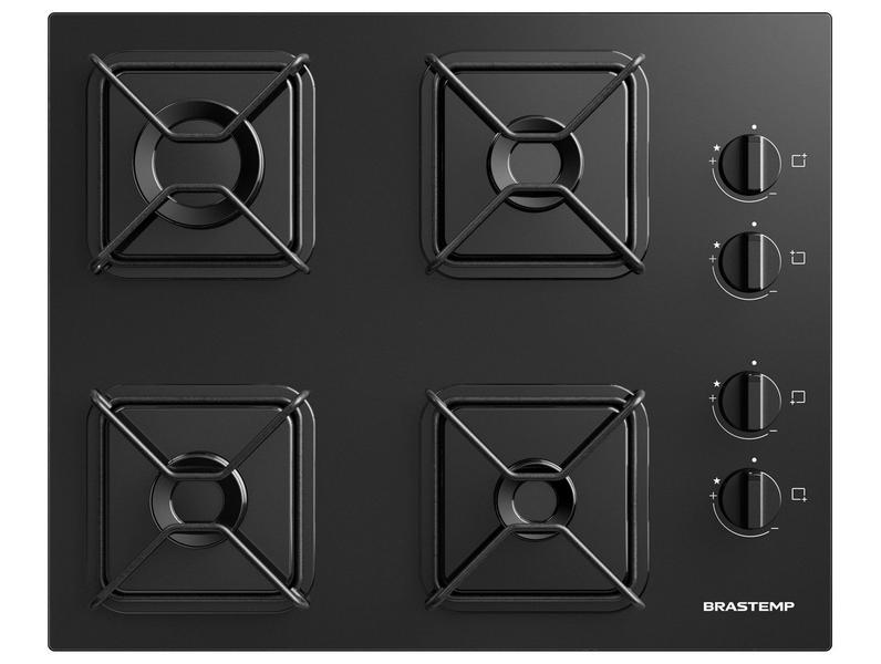 Cooktop 4 Bocas a Gás GLP Brastemp Mesa de Vidro Chama Simmer Preto Acendimento Superautomático BDD61BE