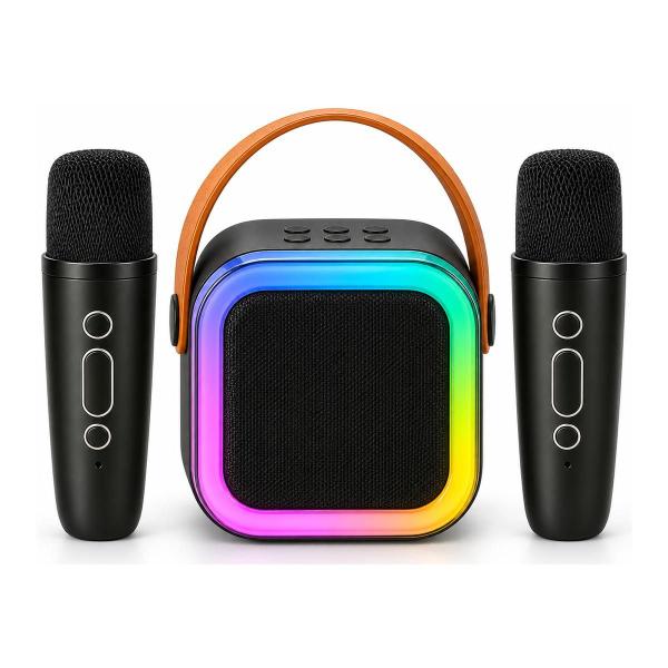 Caixa de som sem fio com microfone Karaokê, Mini Alto-falante Bluetooth portátil de Karaoke com 2 Microfone
