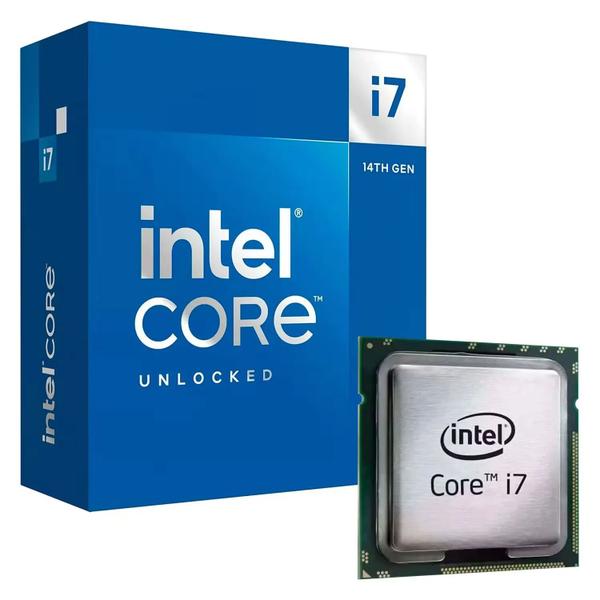 Processador Intel Core i7-14700K Socket LGA 1700 20 Nucleos 28 Threads 3.4GHz Turbo 5.6GHz Cache 33MB Desbloqueado CPU Desktop para PC Gamer Streaming Processador Intel Core i7-14700K Socket LGA 1700 20 Nucleos 28 Threads 3.4GHz Turbo 5.6GHz Cache 33MB Desbloqueado CPU Desktop para PC Gamer Streaming