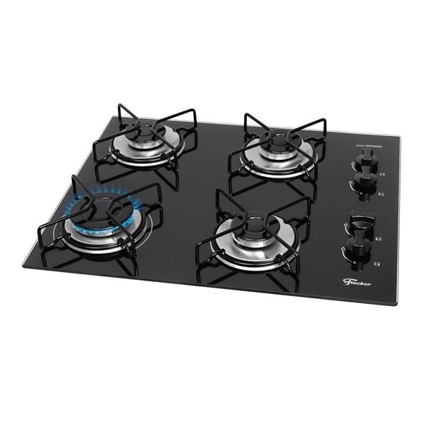 Fogão Cooktop a Gás Fischer Fit Line 36350-102675 4 Bocas Mesa Vidro Acendimento Automático Bivolt