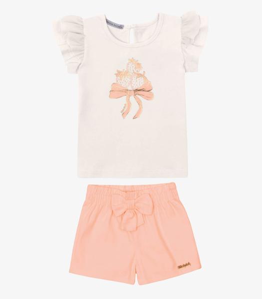 Conjunto Verão Menina Com Manga Ampla Trick Nick Bege Conjunto Verão Menina Com Manga Ampla Trick Nick Bege