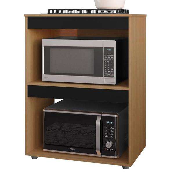 Balcão para Cooktop e Forno Adriana MDP 75cm Amêndoa Preto Realj Móveis