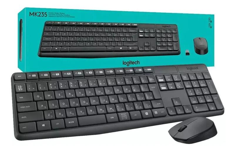 Kit Teclado e Mouse Sem Fio Logitech MK235 Com Conexão USB Pilhas Inclusas e Layout ABNT2