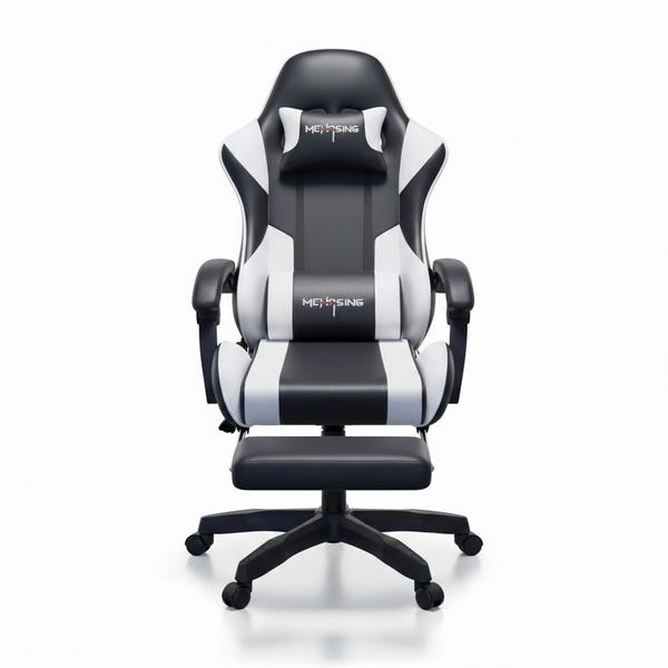 Cadeira Gamer Ergonômica Preta e Branca com Apoio