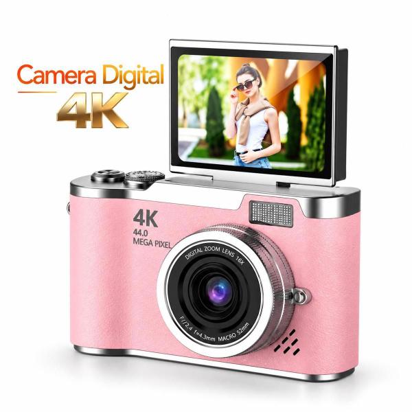 Câmera Digital 4K com Tela Articulável e Entrada para Cartão Cor:Rosa