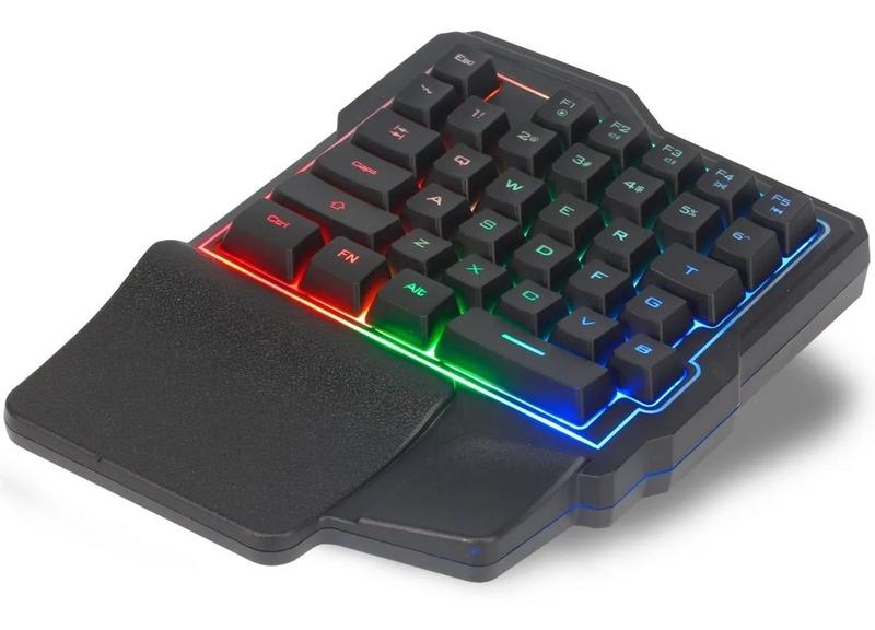 Teclado Gamer Semi Mecânico Single Hand Uma Mão Usb Rgb Pc