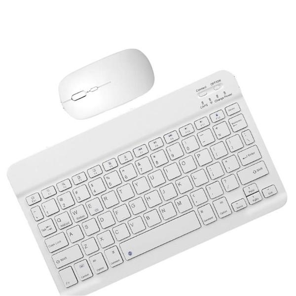 Conjunto Teclado e Mouse Bluetooth Recarregável Ultrafino Compatível com Android, Windows, Samsung e Tablets Compacto e Portátil