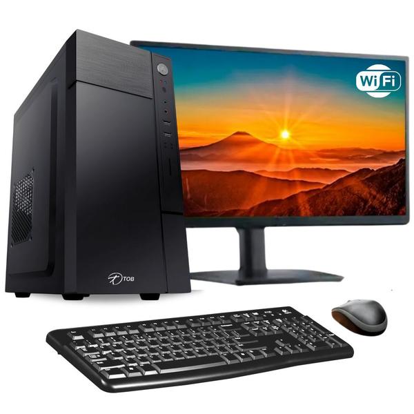 Computador Completo TOB Intel Core i5 com rede sem fio SSD 480GB Memória 8GB + Windows 10 Pro Trial + Teclado e Mouse + Monitor 19" Desktop PC CPU