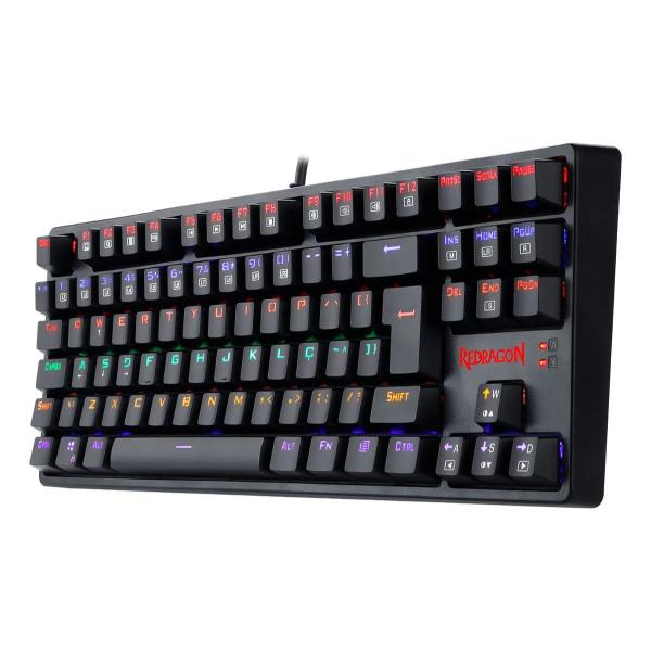 Teclado Redragon Daksa ABNT2 Outemu Blue português Brasil cor preto com luz rainbow