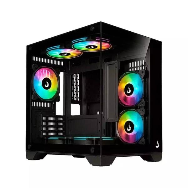 Gabinete Gamer Rise Mode Galaxy Glass M Mini Vidro Temperado USB 3.0 Sem Fan Preto