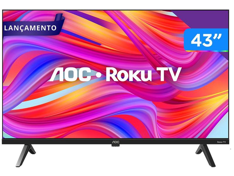 Smart TV AOC 43 polegadas Full HD Com Roku TV 43S5155/78G Bivolt Dolby Audio 60Hz