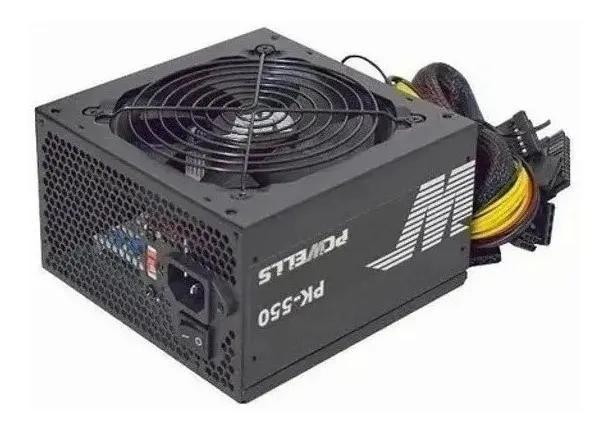 Fonte Atx 550w Gamer Pcwells Pk-550 24p. Com Cabo Cor Preto.