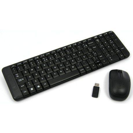 Kit Teclado e Mouse Sem Fio Logitech MK220 Compacto USB Preto