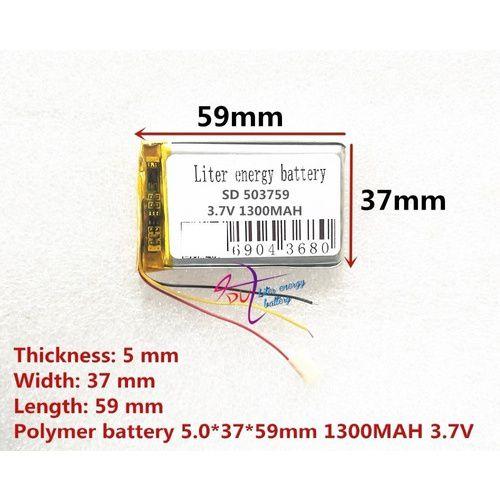1 Unidade 503759 3 Fios 3,7v C/ 1300mah 5mmx37mmx59mm Nova