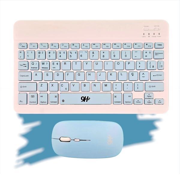 Kit Mini Teclado Mouse Bluetooth Tablet e Notebook Cores