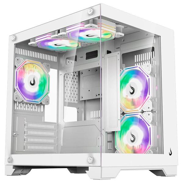 Gabinete Rise Mode Galaxy Glass Mini Matx Mini Tower Vidro Temperado Usb 3.0 Sem Fans Branco Rm-Ga-Ggmn-Fw