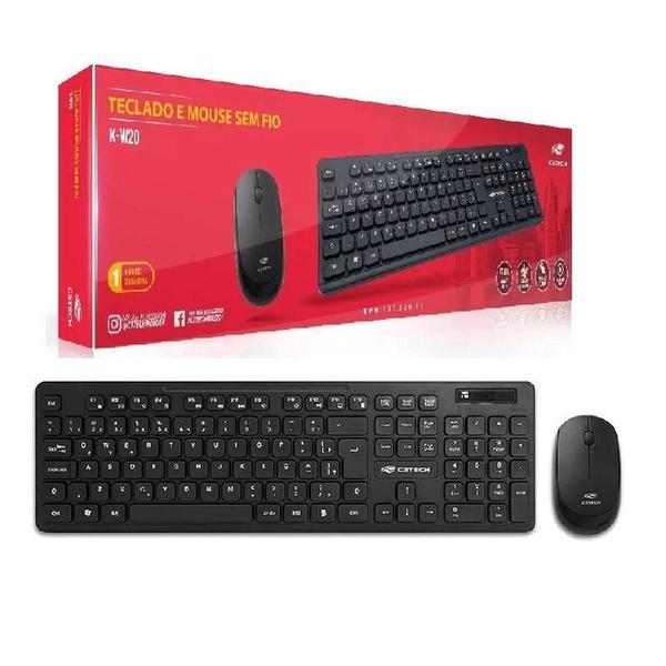 Teclado C3Tech S/Fio + Mouse S/Fio K-W20Bk