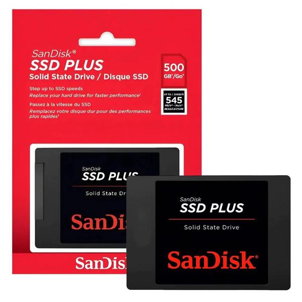 SSD 500GB SanDisk Plus G28 SATA III 6GBs Leitura 545 MBs Gravação 505 MBs Preto SDSSDA 500G G28