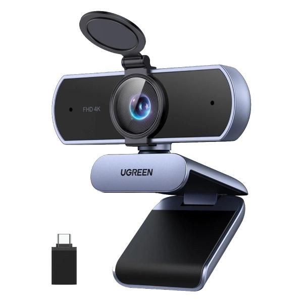 Webcam Ugreen CM831 - Ultra HD 4K - 30FPS - Autofoco - com Microfone Duplo - USB-A/C - Cinza - 65381