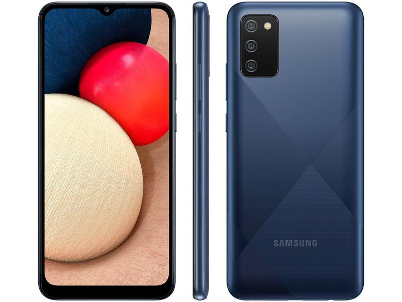 Smartphone Samsung Galaxy A02s 32GB Azul 4G - Octa-Core 3GB RAM 6,5” Câm. Tripla + Selfie 5M