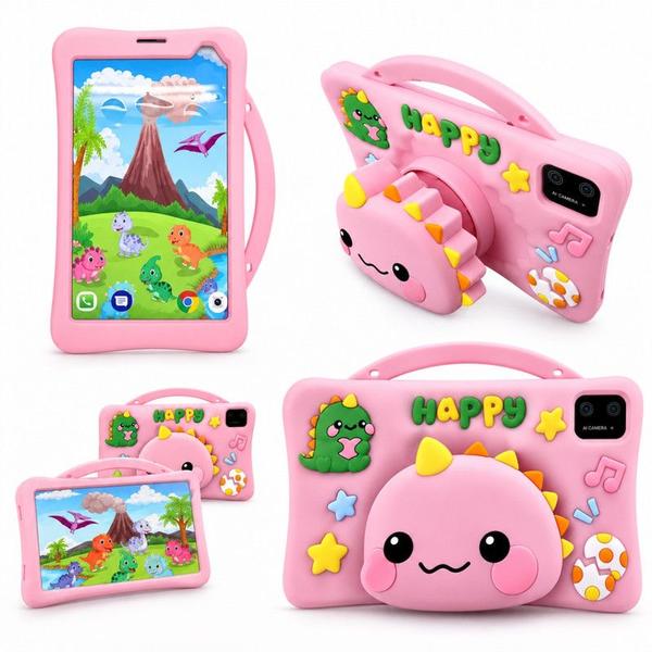 Tablet Infantil Dino Rosa 128GB com Chip SIM