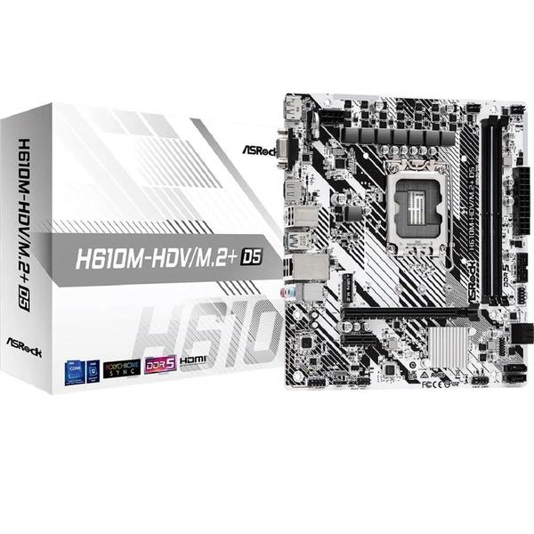Placa mae asrock h610mhdv/m.2 d5 intel 1700 ddr5 matx m.2 vga/hdmi/displayport